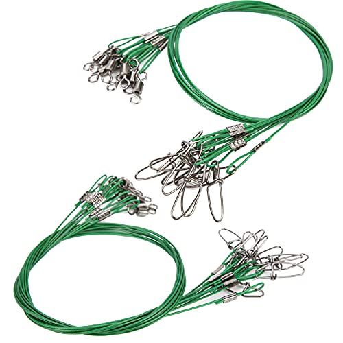 RiToEasysports Fishing Wire Line Leash, Anti Bite Steel Fishing Leader with Rolling, for Sea Boat Deep Sea - color: Green