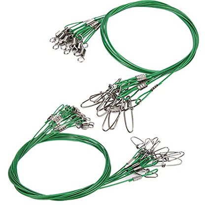 RiToEasysports Fishing Wire Line Leash, Anti Bite Steel Fishing Leader with Rolling, for Sea Boat Deep Sea - color: Green