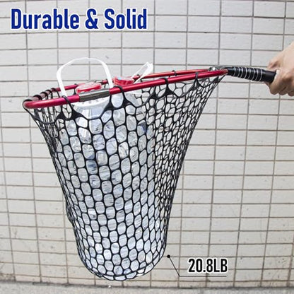Dr.Fish Fishing Landing Net Replacement Rubber Fishing Net Without Handle Foldable Mesh Netting for Freshwater Saltwater - color: Black, size: D-48.03'' Girth(15.75'' Dia, 13.8*5.9" Depth)