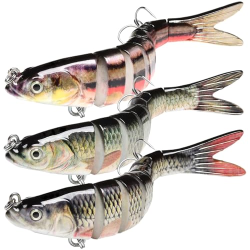 HADORAM Lure Slow Sinking Glide Bait with Fur Tail Lifelike Fishing Tackle for Trout Shad Bass Musky - color: 5.4in-3Pcs