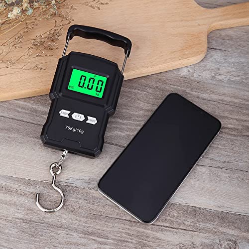 Bonano Fishing Scale with Built-in Lithium Battery and Tape Measure, Micro-USB Interface, Backlit LCD Display 165lb/75kg Hanging Scale Digital Weight. Men's Fishing Gift and Luggage Scale for Travel.
