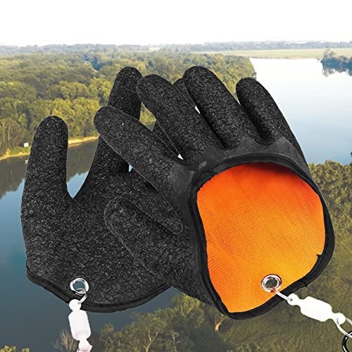 2PCs Fishing Gloves with Magnetic Buckle Non-Slip & Waterproof Fish Gloves for Handling Fishmen Gloves for Men