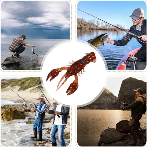 HERCHR Soft Fishing Lure Crawfish Bait Shrimp Lobster Claw Artificial Lure 10pcs Soft Lure Baits - color: BROWN