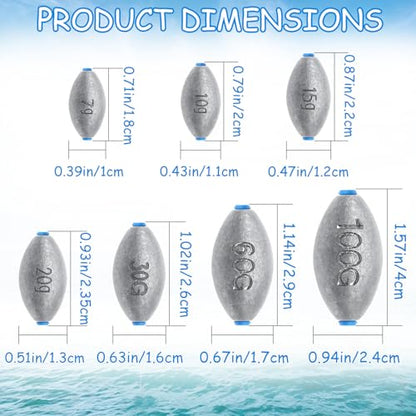 Egg Sinkers Fishing Weights, Bullet Fishing Weights | Lead Oval Shaped Fishing Weights Sinkers for Saltwater Freshwater Fishing 1/4oz to 3oz - size: 3oz-5pcs