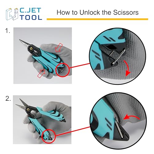 C.JET TOOL Precision Braided Fiber Optic Scissors, Wire Kevlar Cutter, Fiber Optic Tools for Optic Cable, Kevlar Fabric, Braided Fishing Line, Gardening, Carton Opening, Ergonomic Handle Design