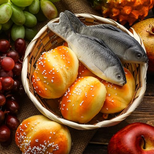 Shappy 8 Pcs Jesus Miracle Loaves and Fish Decorations Include 2 Fake Fish and 5 Fake Artificial Bread with a Basket Sunday and Religious Learning Activities(Crucian Carp) - style: Crucian Carp