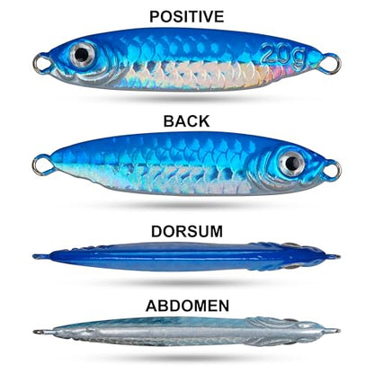 Saltwater Jig Fishing Lures - Stripe Bass Jigs, Metal Lead Spoon Jigging Baits with Sharp Hooks for Tuna Salmon Grouper Sea - size: 20g-5PCS