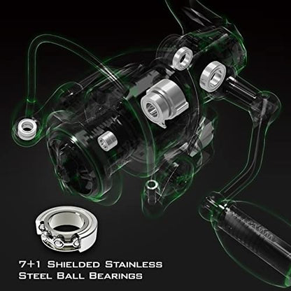 KastKing Spartacus II Spinning Reel – Sealed Carbon Fiber 22LBs Max Drag – 7+1 Stainless BB for Saltwater&Freshwater – 5.2:1 Gear Ratio – Size 500&1000 Perfect for Ice Fishing - size: 2000