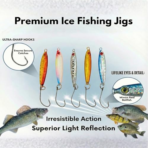HALYXS/5Pack -Jigging Spoon, Ice Fishing jigs, Spoon Fishing, Jigging Lure, Great Lure for Crappies, Panfish, Walleye, Fresh Water Fishing, Metal (3g/5g) - size: Small