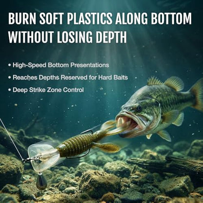 Headbanger BottomRocker Deep Diving Jig Head- Texas Rig Bass Lure - color: Transparent, size: #4/0