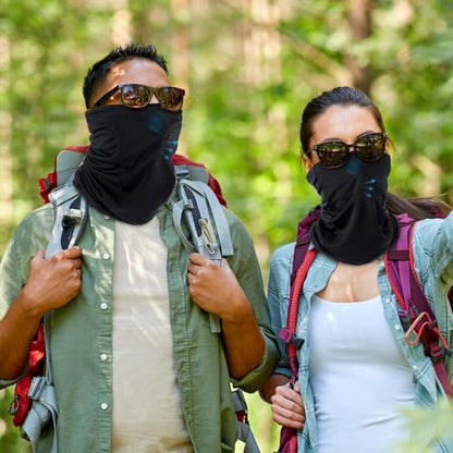 Geyoga 3 Pcs Cooling Neck Gaiter for Men Women Breathable Mesh UV Protection Summer Neck Cover with Mesh Hole Strap Neck Wrap - color: Black