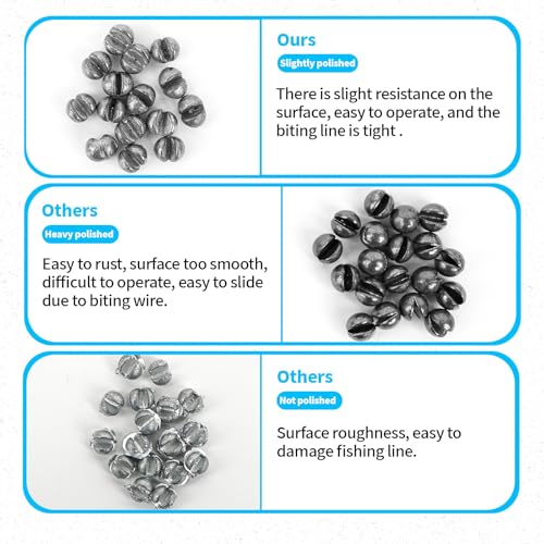 Caleb 200/320Pcs Split Shot Fishing Weights Sinkers, Removable Lead Fishing Weights, Premium Duckbill Reusable Fishing Sinkers for Freshwater Saltwater Bass Trout Fishing Accessories - 5/6 Sizes - size: 200PCS/5 SIZE