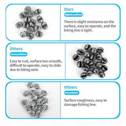 Caleb 200/320Pcs Split Shot Fishing Weights Sinkers, Removable Lead Fishing Weights, Premium Duckbill Reusable Fishing Sinkers for Freshwater Saltwater Bass Trout Fishing Accessories - 5/6 Sizes - size: 320PCS/6 SIZE
