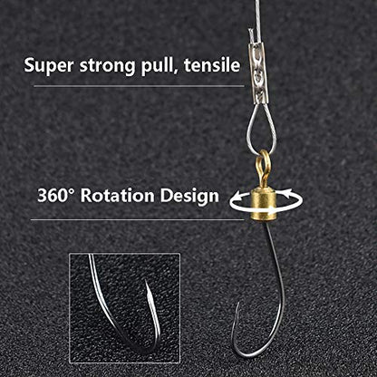 Dyxssm Fishing Hook and Leader, Fishing Rig Hooks with Wire Line Leader - size: 16#