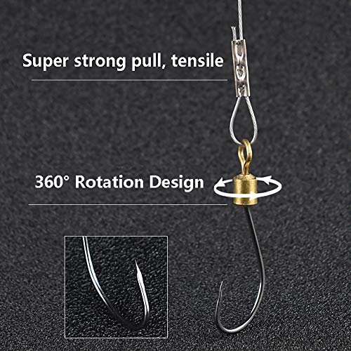 Dyxssm Fishing Hooks with Leader Rigging, Fishing Hook Line Stainless Steel Fishing Rigs Wire and Rig Hooks - size: 8#, style: Style-a: 2 Hooks Rig