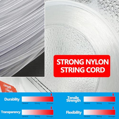Nylon Fishing Line, 0.45mm 985ft,Strong Clear Invisible Hanging Wire for Crafts Beading, Decorative Pictures, Stringing Lights - size: 0.5mm-.019inch-656ft