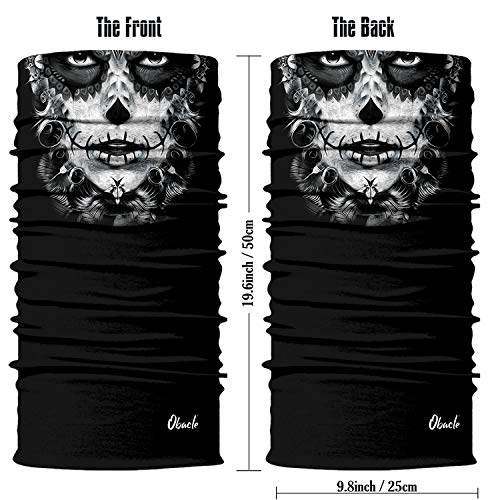 Obacle Neck Gaiter Face Mask Bandana for Dust Wind Sun Protection for Men Women - color: Skull Gray White Face Tear Lips