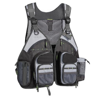 BASSDASH Strap Fishing Vest Adjustable for Men and Women, for Fly Bass Fishing and Outdoor Activities - color: Charcoal Grey
