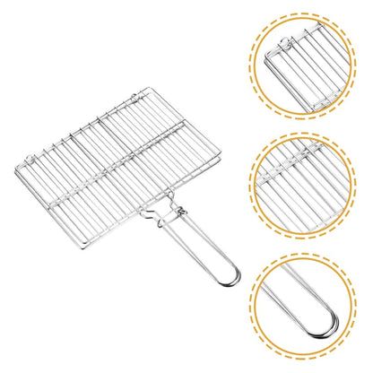 Cabilock Thickened Stainless Steel Fish Grill Basket 15.75X11.81 Inch BBQ Grilling Rack with Handle for Outdoor Cooking Camping Vegetable and Meat Grilling