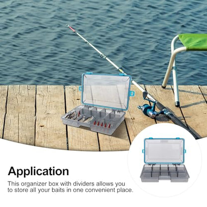 Fishing Lure Storage Box Waterproof Large Utility Tackle Box with Adjustable Dividers and Four Lock Closures Blue for Fishing Gear and Bait Organization