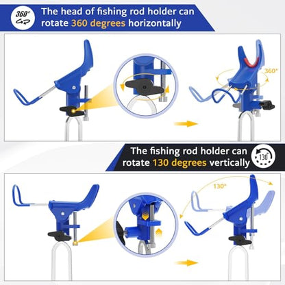DZrudun Fishing Rod Holder for Ground, Fishing Pole Holders for Ground 2/4PCS, Rod Holders for Bank Fishing with Long Drill Stake Rod Stand for Shore, Beach, Mud, Catfish, Gift for Men,360° Adjustable - style: 1 Pack Blue Fishing Rods Holder