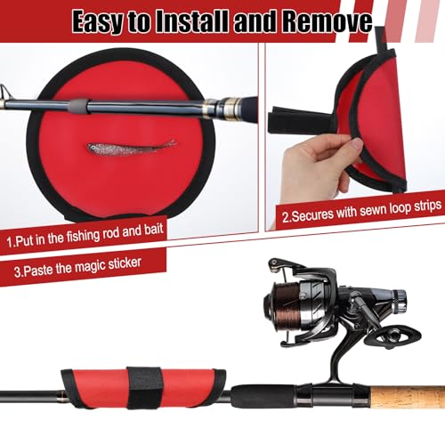 8 Pcs Lure Wrap, 5.9 Inch Fishing Hook Covers Fishing Hook Cover Protector Guard to Keep Fishermen Safe for Rod - color: Red, Black