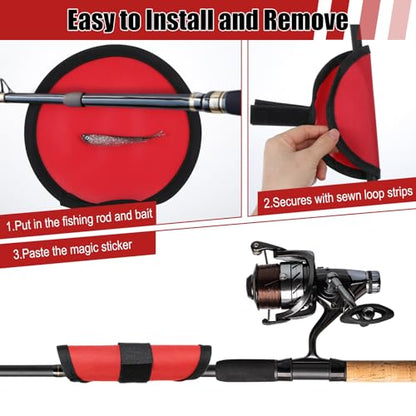 8 Pcs Lure Wrap, 5.9 Inch Fishing Hook Covers Fishing Hook Cover Protector Guard to Keep Fishermen Safe for Rod - color: Red, Black