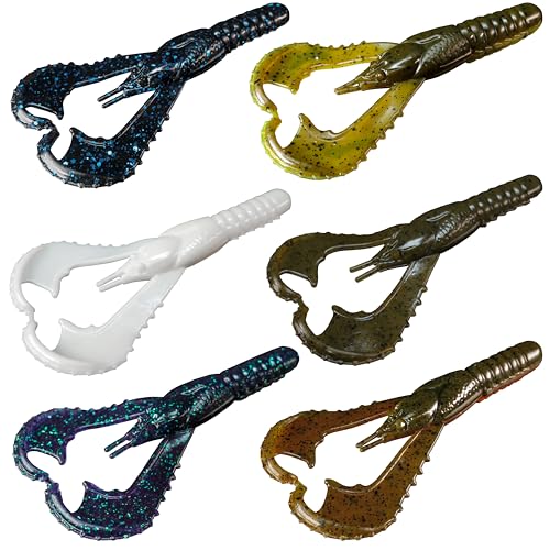 Lunker City Fishing 3" or 4" Karate Craw 3 Pack Bundle Soft Plastic Crawfish Bass Lure Open Claws Bait, 21 Pcs, Made in The USA - color: Junebug, size: 3 Inch