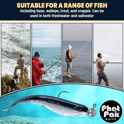 Phat Pak Baits - Micro Drunkin Shad Tiny Fluke Style LiveScope FFS Soft Jerkbait 2.5" 30ct Soft Plastic BFS Bass Fishing Lure - color: Baby Bass