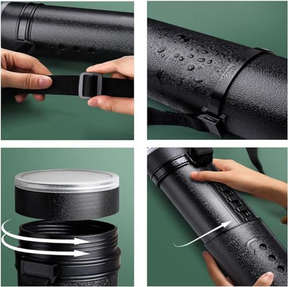Poster Tube with Strap,2Pack Expandable Poster Storage Tubes Expand from 24.5" to 40" ,Waterproof Telescoping Blueprint Art Document Transport Carrying Tube - color: Black