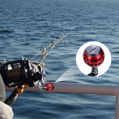 Baitcasting Power Handle, Metal Round Fishing Reel Rocker Handle Knob Replacement Parts - color: Black/Red