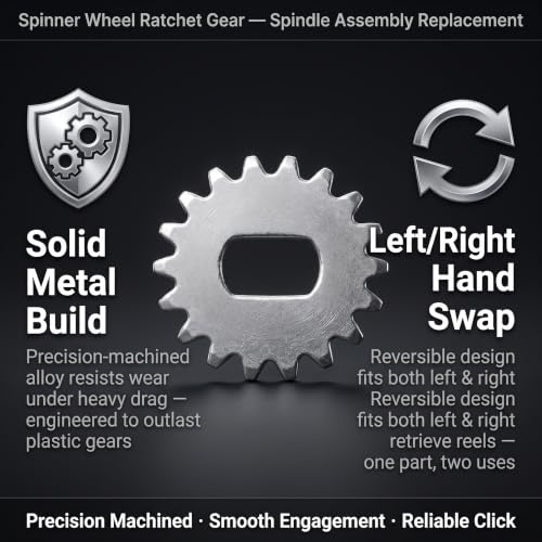 Spinner Wheel Ratchet Gear for Fishing Reels – Metal Replacement Part for Spindle Assembly, Left/Right Hand Swap Design, 11.5–23 mm Diameters, 1 g Lightweight, Pack of 1 - size: 1