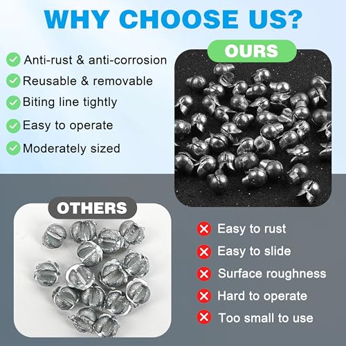 OROOTL 170pcs Split Shot Fishing Weights Sinkers - Premium Round Removable Fishing Sinkers Split Shot Weights Assortment Adjust Open Mouth Fishing Weights Clip for Freshwater Saltwater 5 Sizes