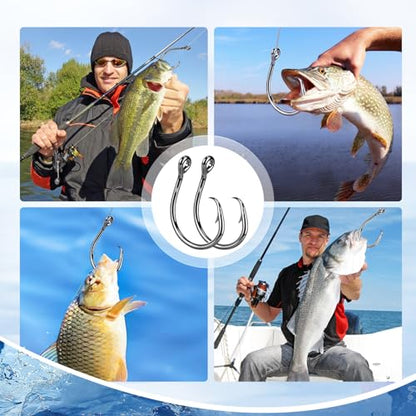UCEC Circle Hooks Saltwater, in-Line 4X Strong Wide Gap Fishing Circle Hook for Saltwater Freshwater, 50PCS/ 25PCS High Carbon Steel Fishing Hooks for Tuna, Carp, Catfish, Bass, Amberjack and More - style: A2- 3/0 25pcs