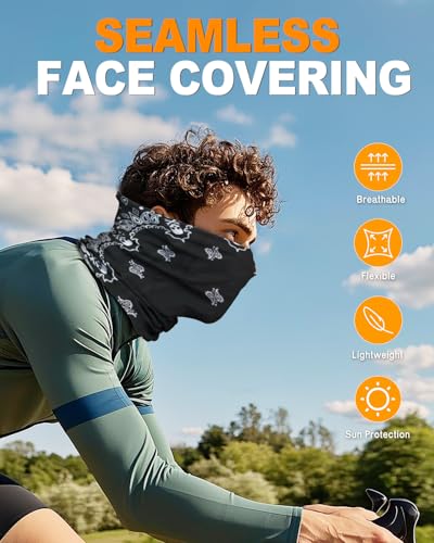 4Pack Neck Gaiter for Men Women Face Cover Mask Head Wrap Balaclava Headwear Bandana Headband Magic Scarf - color: A-bonehead Clown-1