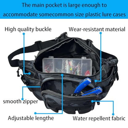 Fishing Fanny Pack for Men -Fishing Fanny Pack-Lightweight and Fishing Sling Pack - color: balck2