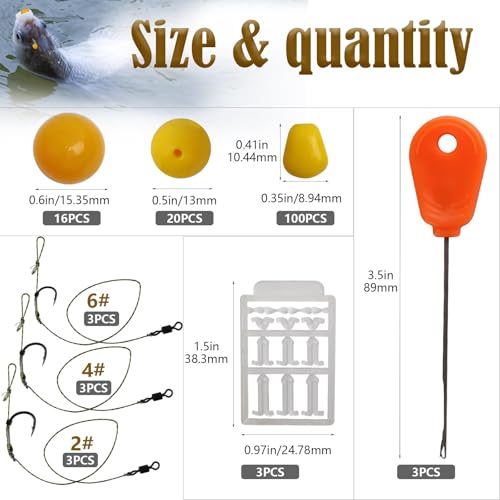 Dovesun Carp Fishing Hair Rigs Carp Fishing Equipment with Baits Hooks Accessories 41PCS/151PCS - color: Size:#6#4#2-151PCS