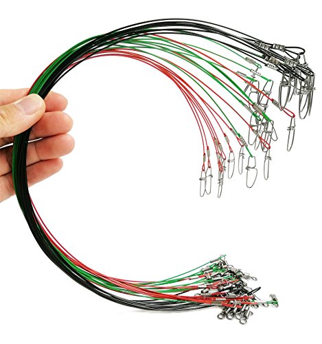 Fishing Wire Leaders for Saltwater: 30pcs Stainless Steel Line Leaders Nylon-Coated 19" - 100 LB High Strength Wire Rig for Shark Barracuda Pike Fishing - color: 3 Color