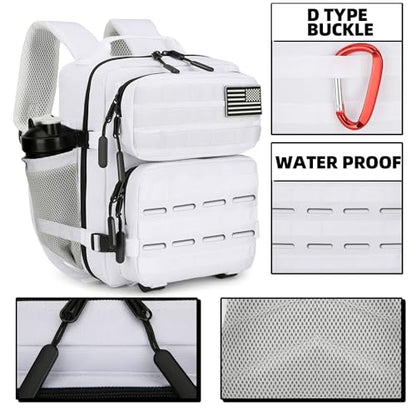 9L Mini Tactical Backpack for Men and Women Tactical Backpack Small for Hiking Small Tactical Bag Fitness Pack - color: White