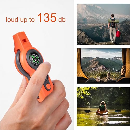 Emergency Survival Function Whistle, Outdoor Multifunctional Tool Safety Whistle with Lanyard, Ideal for Kayaking, Boating, Hiking, Camping, Climbing, Hunting,Rescue Signaling - color: orange1pcs
