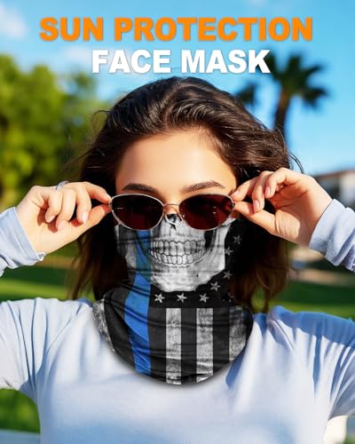 4Pack Neck Gaiter for Men Women Face Cover Mask Head Wrap Balaclava Headwear Bandana Headband Magic Scarf - color: A-bone Flag2