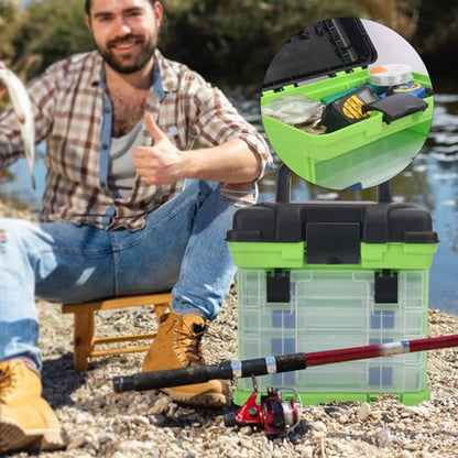 Fishing Tackle Box, 4 Layers Fishing Box, Tackle Boxes, Quick-Access Top Storage with Lid for Fishing Gear and Accessories,（Green）by KUKLIPJIM - color: Green
