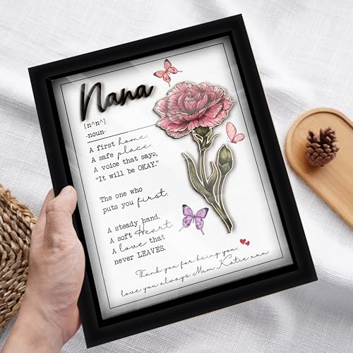 Personalized Mom Wooden Frame with Birth Month Flower, Custom Names Plaque with Meaningful Quote for Mum from Daughter Son, Sentimental Gifts for Mother's Day, Mom Birthday, Grandma, Nana, Women - color: 0. Mom-05