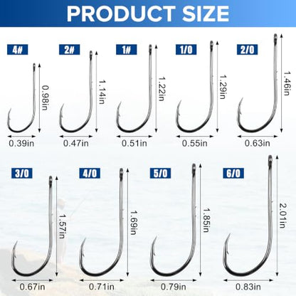 Baitholder Fishing Hooks, 50pcs Bait Holder Hooks Offset Long Shank Live Bait Fish Hook with Double Barbs for Bass Trout Crappie Saltwater Freshwater Fishing Size 4-6/0 - size: 50pcs-4#