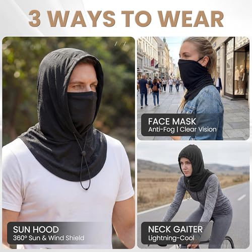 YANIKY Summer Cooling Balaclava with Breathable Holes, Sun UV Protection Face Mask for Running, Cycling, Fishing, Men & Women - color: Houndstooth Black & Camo Blue