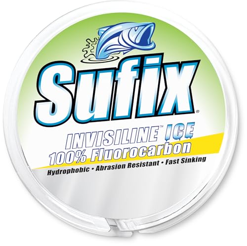 Sufix InvisiLine Ice Fluorocarbon Fishing Line, Virtually Invisible, Low-Stretch Ice Fishing Line for Superior Sensitivity and Cold-Weather Durability, 3 LB, Clear