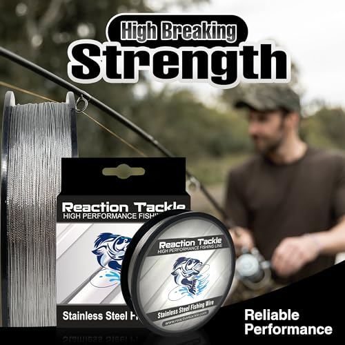 Reaction Tackle Stainless Steel Trolling Line - 30 Lb Marine Grade Single Strand Wire for Deep Trolling, Diving Disks and Toothy Saltwater and Freshwater Fish - size: 30 Lb / 300 Foot