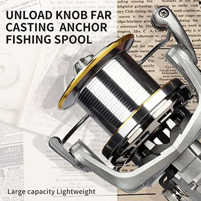 HAUT TON Spinning Reel 8000/9000/10000/12000/14000,6+1BB Metal Surf Fishing Reels,4.8:1 Gear Ratio 55lbs Drag Heavy Long Casting Inshore Saltwater Monster Fish - size: 12000, style: Ht-ngk
