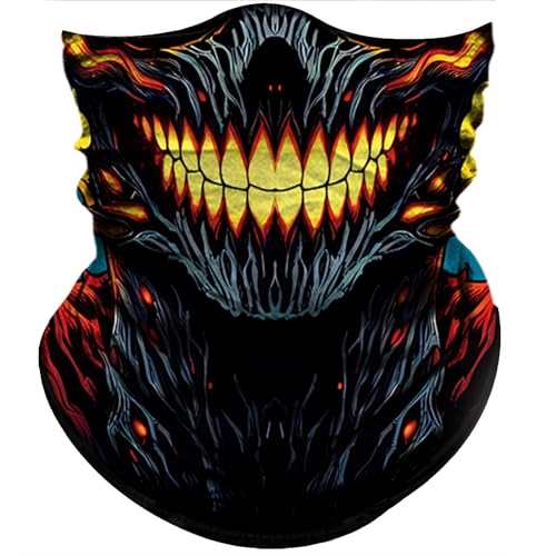 Obacle Bandana Face Mask Neck Gaiter Tube Mask Men Women for Sun Dust Protection - color: Skull Yellow Teeth
