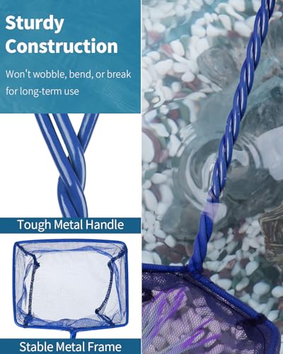 Pawfly 5''/6'' Fish Net for Fish Tank, Aquarium Net with Braided Metal Handle and Nylon Mesh, Small Fish Net Minnow Net for Pond Freshwater and Saltwater - size: 5 Inch-2pcs